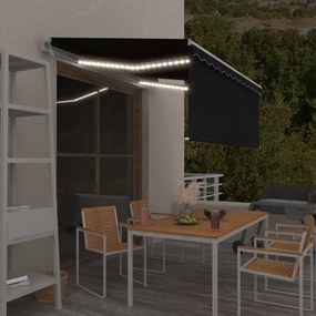 vidaXL Toldo automático c/ estore/LED/sensor de vento 3x2,5m antracite