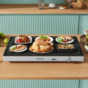 Bandeja Elétrica Aquecedora com Temperatura Ajustável e Tampa de Vidro Temperado Ideal para Manter Alimentos Quentes em Buffets, Festas e Eventos