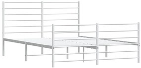 Estrutura de cama com cabeceira e pés 160x200 cm metal branco