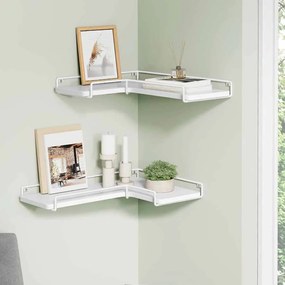 Conjunto de 2 prateleiras de canto em forma de L branco