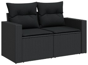 Conjunto de Sofá de Jardim vidaXL de 13 Peças com Almofadas Preto Poli
