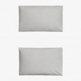 Conjunto De 2 Fronhas Em Percal Lesia De 180 Fios Cinza Claro & 50 X 75 Cm - Sklum