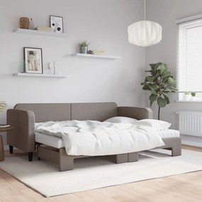 vidaXL Sofá-cama c/ gavetão/colchões 80x200cm tecido cinza-acastanhado
