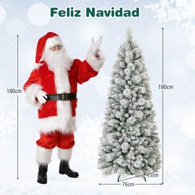 Árvore de Natal decorativa artificial de 180 cm com agulhas de pinheiro 517 pontas de ramos 170 luzes LED brancas quentes Secção dobrável Verde