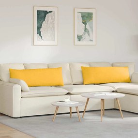 vidaXL Travesseiros de Sofá 2 pcs Amarelo Claro 120 x 40 cm