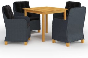 vidaXL 5 pcs conjunto de jantar para jardim cinzento-escuro