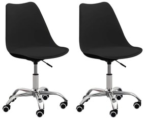 vidaXL Cadeiras de escritório 2 pcs couro artificial preto