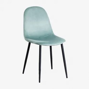 Pack De 4 Cadeiras De Jantar Glamm Preto & Velluto Verde Abeto & Veludo - Sklum