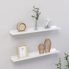 vidaXL Prateleiras de parede 2 pcs 60x9x3 cm branco brilhante