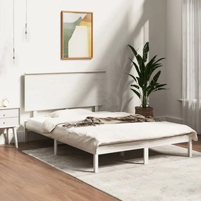 Cama sem colchão 140x200 cm madeira de pinho maciça branco