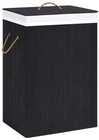 Cesto para roupa suja c/ secção única bambu preto