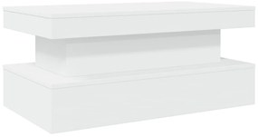 Mesa de centro com luzes LED 90x50x40 cm branco