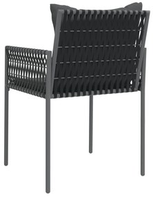 Cadeiras jardim c/ almofadões 6 pcs 54x61x83 cm vime PE preto