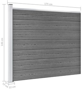 Conjunto painel de cerca 699x146 cm WPC cinzento