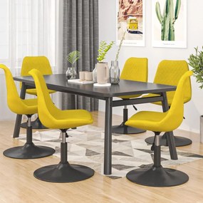 vidaXL Cadeiras de jantar giratórias 6 pcs veludo amarelo