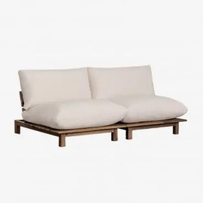 Sofá Modular Reclinável De Jardim De 2 Peças Em Madeira De Acácia Brina Beige Creme - Sklum