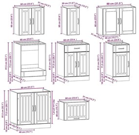 8 peças armário de cozinha conjunto Kalmar branco