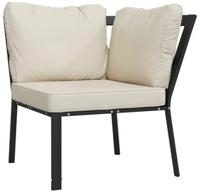 9 pcs conjunto lounge de jardim aço c/ almofadões areia