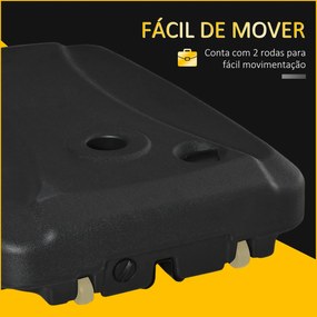 Base de Chapéu de Sol com 2 Rodas Preenchível com Água 60kg Areia 68kg
