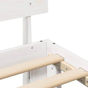 Estrado de Cama com Cabeceira Branco 160x200 cm Madeira de Pinho