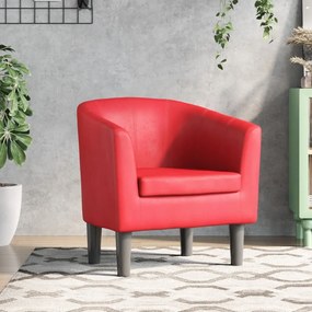 Poltrona couro artificial vermelho