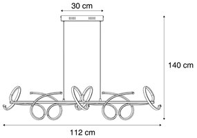 LED Candeeiro suspenso de design dourado retangular regulável em 3 níveis - Krisscross Moderno