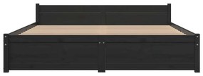 Estrutura de cama 140x190 cm madeira maciça preto
