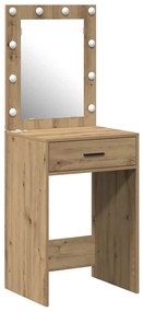 Mesa de Maquilhagem com Luzes LED Carvalho Artesanal 50x41x135 cm