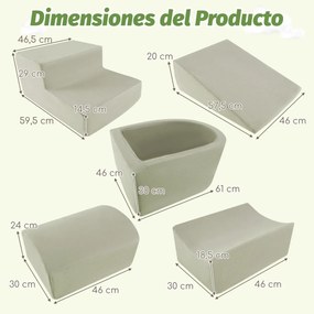 Conjunto de 5 peças para escalada para bebésr com piscina de bolinhas (NÃO INCLUIDAS) e capa lavável  Verde