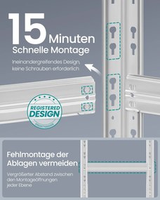 Conjunto de 2 estantes para cargas pesadas até 875 kg com prateleiras ajustáveis 40 x 90 x 180 cm Prateado