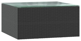 7 pcs conjunto lounge de jardim c/ almofadões vime PE preto