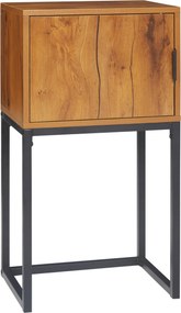 HOMCOM Mesa de consola em design industrial, mesa lateral, aparador, 1 armário, Madeira natural + Preto | Aosom Portugal