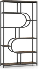 Estante de 8 prateleiras abertas 95 x 30 x 175 cm Design em forma de U Estrutura metálica castanho