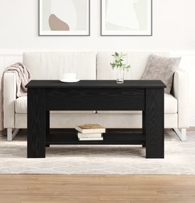Mesa de Café de Carvalho Preto - 101x49x52 cm Feita de Madeira Reforçada