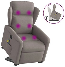 Poltrona elevatória de massagens tecido cinzento-acastanhado