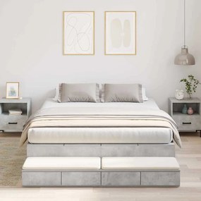 vidaXL Estrado de cama com arrumação com gaveta Cinzento 150 cm