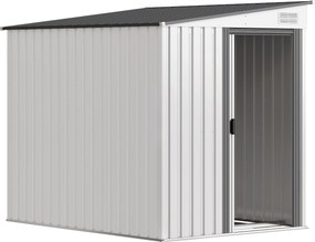 Outsunny Abrigo Metálico 2,81m² 154x206,5x181 cm Abrigo com telhado inclinado Fundação | Aosom Portugal