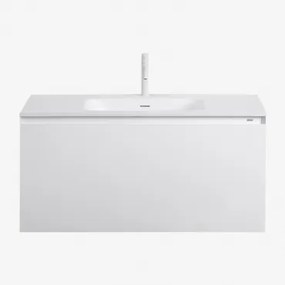 Conjunto De Móveis De Banheiro Em Madeira Macrae Com Pia Integrada Branco & Sem Espelho & Branco ↑20 Cm Com Válvula - Sklum