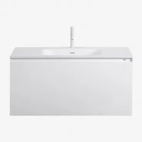 Conjunto De Móvel De Casa De Banho Suspenso Em Madeira Com Lavatório Integrado Macrae Branco & Sem Espelho & Branco ?20 Cm Com - Sklum