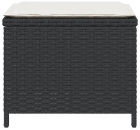 Bancos de jardim com almofadões 4 pcs 41x41x36 cm vime PE preto