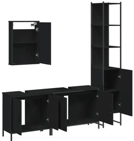 4 pcs conjunto móveis casa de banho derivados de madeira preto