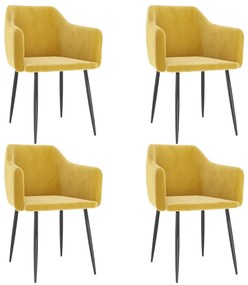 vidaXL Cadeiras de jantar 4 pcs veludo amarelo mostarda