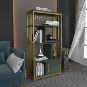 Estante Valero – Verde/Dourado – 60 cm x 120 cm x 29,6 cm