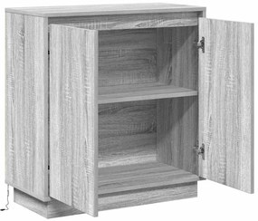 Aparador vidaXL com LED Cinza Sonoma 71x34,5x75 cm em madeira de engen