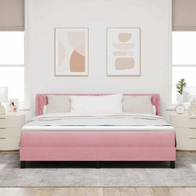 vidaXL Cama Box com colchão com cabeceira Rosa 200 x 180 cm Poliéster