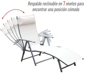 Espreguiçadeira Dobrável de Jardim com Encosto Ajustável em 7 Posições