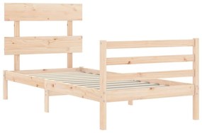 Estrutura de cama com cabeceira 90x200 cm madeira maciça