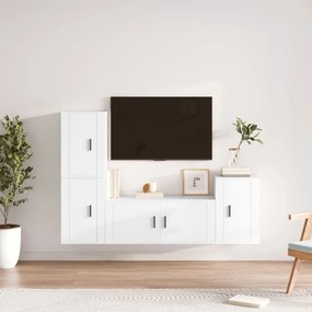 vidaXL Conjunto móveis de TV 4 pcs madeira processada branco