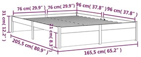 Estrutura de cama 160x200 cm madeira maciça branco