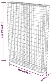 Muro gabião com tampas aço galvanizado 100x20x150 cm
